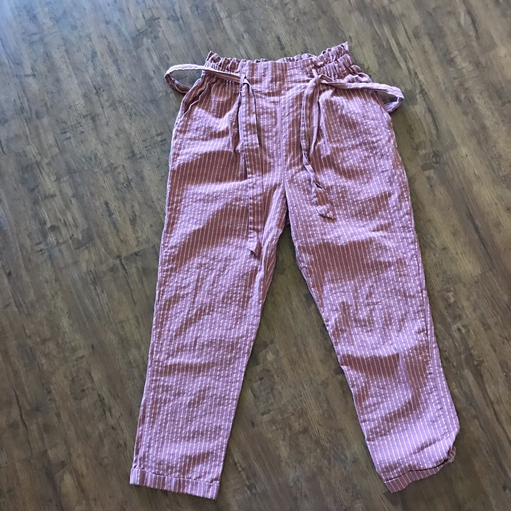 pink and white striped soft pants